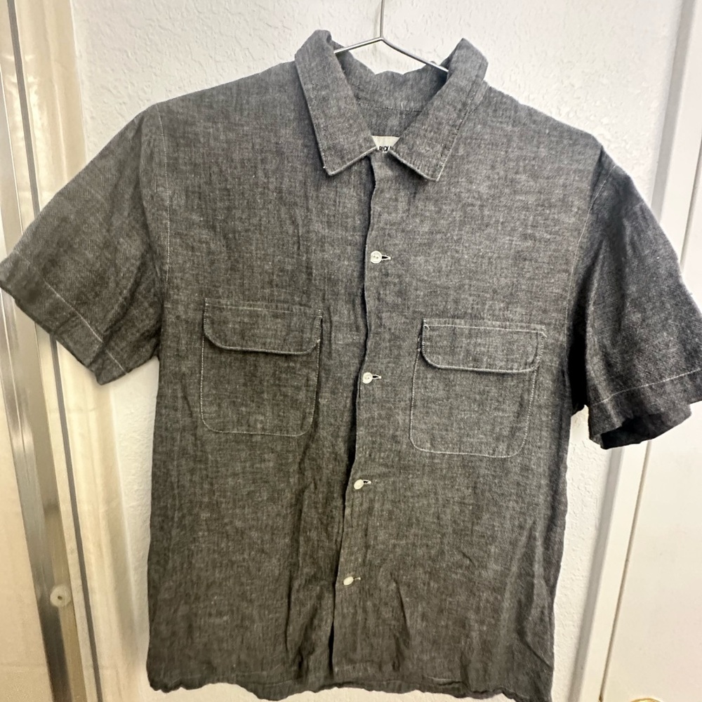 Buck Mason Men's Gray Linen Shirt size S